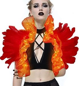 UQJE Victorian Natural Feather Shawl Shrug Shoulder Wrap Gothic Collar Costume Accessories-Red1