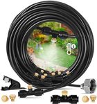 Misters for Outside Patio, Outdoor Water Misting Cooling System with 66FT (20M) Misting Line 18 Brass Mist Nozzles Brass Adapter (3/4"), Water Mister for Outside Patio Cooling, Kids Pets Water Playing