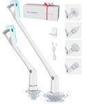 Tilswall M3 Electric Spin Scrubber, 60 Min Fast Recharge Cordless Shower Scrubber with Detachable Extension Handle and 4 Replaceable Brush Heads, Electric Cleaning Brush for Bathroom/Grout/Floor/Tub