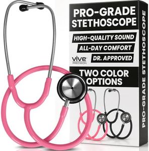 Vive Precision Dualhead Stethoscope - Dual Head Diaphragm Bell for Nurses, ER, Cardiology, Veterinary, Fetal Pediatrics Blood Pressure Kit - Double Barrel Chestpiece Device For Doctors, Students