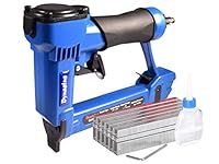 Upholstery Air Staple Gun, 22 Gauge 3/8" Wide Crown Pneumatic Stapler Kit, by 1/4-Inch to 5/8-Inch, with 6000 Staples, Blue