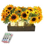 SietDESEO Mason Jar Centerpiece for Table Wood Centerpiece Tray with Large Sunflower Artificial Flowers Rustic Farmhouse Table Decor for Dining Room Kitchen Wedding Christmas Decoration