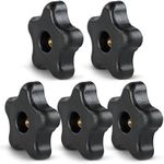 DCT 5 Star Knobs 5/16in-18 Internal Threaded Knob Clamping Knob Jig Knobs – T Knob Plastic Knobs, Threaded Knobs 5-Pack