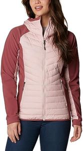 Columbia Powder Lite Veste à capuche hybride pour femme, rose poudré/betterave, taille 2X plus