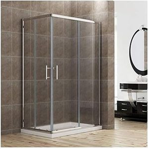 ELEGANT Shower Enclosure with Acrylic Fiberglass Tray,Tempered Safety Clear Glass Corner Sliding Door,Shower Screen with Panel&Base 1200x900mm