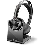 Poly - Voyager Focus 2 UC Bluetooth Headset + Charging Cradle (Plantronics) - Stereo headset with boom microphone, USB-A for PC/Mac - Active Noise Canceling - Works with Teams (Certified) , black