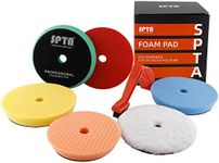 SPTA Polishing Pads, 5Pc 6 Inch 150mm Orbital Buffer Polisher Pads and 1Pc Microfiber Buffing Pads, Foam Polish Pad for Compounding, Polishing and Waxing, for 6''/150mm Backing Plate Car Polisher