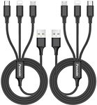 Puxnoin Multi Charging Cable, 6FT 2Pack Multi Charger Cable Universal 3 in 1 Multiple USB Cable Fast Charging Cord with Type C, Micro USB Port Connectors Compatible with Cell Phones Tablets and More