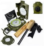 Military Compass with Fatwood Fire Starter for Backpacking and Survival