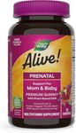 Nature's Way Alive!® Prenatal Premium Gummy Multivitamin with DHA, Fruit and Veggie Blend (150mg per serving), Full B Vitamin Complex, Gluten Free, Made with Pectin, 75 Gummies