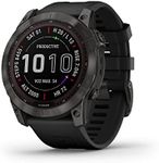 Garmin 010-02541-10 fenix 7X Sapphire,Larger adventure smartwatch, Solar Charging Capabilities, rugged outdoor GPS watch, touchscreen, wellness features, Carbon Gray DLC Titanium with Black Band