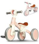 LOL-FUN Baby Balance Bike for 1 2 Year Old Boys Girls Gift, 4 in 1 Kids Tricycle for Toddlers 1-3 with Easy Assembly Removable Pedal