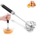 Stainless Steel Egg Whisk, Whizzy Whisk, Semi Automatic Whisk Blender for Home - Versatile Tool for Egg Beater, Hand Push Whisk Blender, for Blending, Whisking, Beating & Stirring (Black)