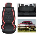 Nilight Car Seat Covers Custom Fit 2007-2024 Chevy Silverado GMC Sierra 1500 2500HD 3500HD Double Cab Extended Cab Crew Cab Waterproof Leather Cushion Full Set for Pickup Truck, 2 Years Warranty