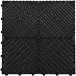 Shield Autocare Vented Interlocking Garage Floor Tiles | Heavy Duty PVC | 400mm x 400mm x 18mm | Self-Draining | Car Sales Showroom Detailing Flooring (Black, 20 Tiles)