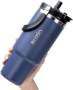 BUZIO 40oz Tumbler with Handle and 2-in-1 Lid, Double Walled Insulated Tumbler with Flip Straw, Reusable Leakproof Coffee Cup Travel Mug Keeps Cold for 24 Hours or Hot for 12 Hours