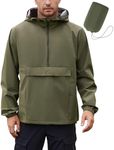 COOFANDY Men's Waterproof Windproof Jacket Lightweight Rain Jacket with Hood Golf Rain Pullover, Deep Green, Large