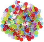 SEETOOOGAMES 1000 Pieces 3/4 inch Transparent 8 Color Bingo Counting Chips Plastic Markers