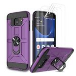 Galaxy S7 Edge Case, S7 Edge Case with [3X HD Soft Screen Protector], Built-in Ring Kickstand and Magnetic Car Mount Shockproof Dropproof Military Grade Armor Rugged Case for Galaxy S7 Edge - Purple