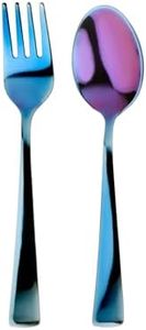 Ahimsa Stainless Steel Kids Utensils - Kids Fork and Spoon Set, Pediatrician Designed Toddler Utensils, 100% BPA Free & Dishwasher Safe (Iridescent Blue)