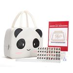 Drizzle Travel Mini American Mahjong Set 20mm - 166 White Tiles Includes Jokers 0.8" White Melamine Material - with Racks Instructions and Pink Panda Bag 2.20 Pounds