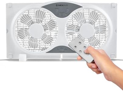 Nexair 9" Twin Window fan with Remote Control, 3 Speed Bedroom window fan reversible Airflow Exhaust And Intake Quiet Operation, Fan Window Easy to install Seals with Built-In panels extending 24"-37"