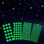 554pcs Glow in The Dark Stickers Stars Wall Stickers for Ceiling, Glowing Room Wall Decor Ceiling Stars Decals for Bedding Room, Glow in The Dark Star Decorations with 4 Different Sizes