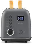 BUYDEEM DT730 2-Slice Motorized Toaster, Smart Digital Leverless Toaster with LCD Countdown Timer, 9-Shade Settings for Toast, Bagels, Muffins (Ink Gray)