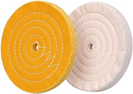 SCOTTCHEN Polishing Wheel for Bench Grinder Buffing Wheel 8 inch White (70 Ply) & Yellow (42 Ply) for Buffer Polisher with 5/8 Inch Arbor Hole 2 PCS
