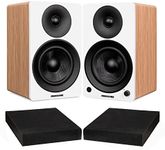 Fluance Ai41 Lucky Bamboo Powered 2.0 Stereo Bookshelf Speakers with 5" Drivers, 90W Amplifier for Turntable, TV, PC and Bluetooth 5 and High Density Acoustic Foam Isolation Pads 8.5" x 6.35"