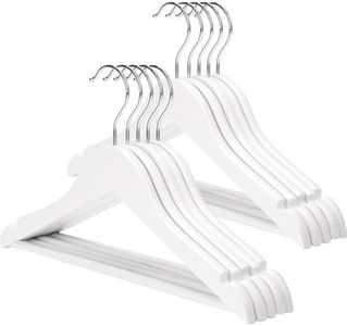 AMKUFO Baby-Hangers 10 Pack Kids-Hangers, 12.75 Inch Wooden Baby Hangers-for-Kids, Wood Children Hangers with Pant Bar & Shoulder Notches, White Clothes Hangers Solid & Durable