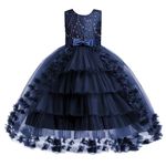 M MUNCASO Girls Princess Dress Kids Flower Lace Tulle Dress Girls Evening Dress Floral Lace Bridesmaid Wedding Pageant Gown High-Low Party Dress Sleeveless Elegant Formal Cocktail Prom Dance Ball