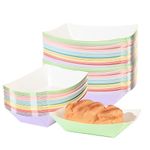 UgyDuky 120Pcs Colorful Paper Food Boat Trays Disposable Food Serving Boats Colored Paper Food Serving Boat Tray Compostable Kraft Paper Container for Tacos Nachos Crawfish French Fries (15x10x4cm)