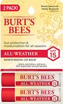 Burts Bees All-Weather Moisturizing Lip Balm Twin Pack SPF 15 for Unisex 2 x 0.15 oz Lip Balm