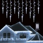 Christmas Icicle Lights, 29.5ft 360 LED Connectable Icicle String Lights with 60 Drops, Window Curtain Icicle Lights with 8 Modes, Icicle Fairy Twinkle Lights for Christmas Decorations (White)