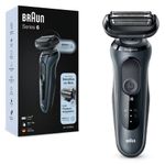 Braun Electric Shaver for Men, Wet & Dry shave, From Gillette, SensoFlex Electric Shaver, Rechargeable, Sensitive shave, Skin Comfort, Cordless, 5-Minute Quick charge Waterproof, Series 6 61N1000S