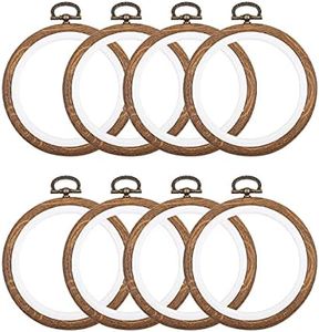 8 Pcs/set Mini Embroidery Hoops 3 Inch Round Imitated Wood Plastic Display Frame Reusable Circle Cross Stitch Hoop Ring for Art Craft Sewing and Hanging Ornaments Home Decor