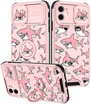 Goocrux for iPhone 11 Case Cute Shark Girls Women Cartoon Kawaii Animal Design Girly Phone Cases with Slide Camera Cover and Ring Holder Unique Cases for iPhone 11 6.1''