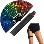 FairySandy Large Rave Fan UV Glow Hand Fan with Holster for Men/women, Rave Fan for Edm Music Festival Club Rave Accessories (Neon)