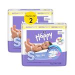 Bella Baby Happy diapers for baby | Breathable, Leakage Protection | Rash Free, Quick absorption layer for dry feeling | Wetness Indicator | Size Small upto (3-8 kg) | Pack of 2-80 Pcs Each