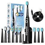 Seago Electric Toothbrushes for Adults, Rechargeable Toothbrush with 10 Heads and Toothbrush Holder, Fast Charge 4 Hours Last 30 Days, Toothbrush for Family, SG958(Black)