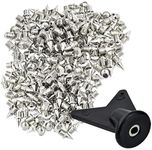 Wobe 200 Pcs 1/4 Inch Stainless Steel Spikes with 1 Pcs Spike Wrench, 0.25" Length Track and Cross Country Spikes Shoe Replacement Spikes for Sprint Sports Short Running Shoes Silver Color