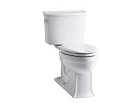 Kohler K-3551-0 Archer Comfort Height Two-Piece Elongated 1.28 GPF Toilet with AquaPiston Flush Technology and Left-Hand Trip Lever, White