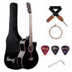 JUAREZ Arpeggio 99.06 cm (39 Inch) Acoustic Guitar Kit, Spruce Top, Rosewood Fretboard & Bridge, Truss Rod, Chrome Die Cast Machine Tuners, Black