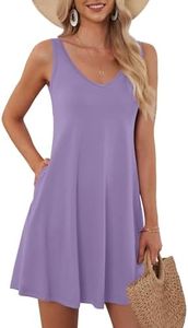 AUSELILY Women's Sleeveless V Neck Mini Dress Beach Cover Up Swimwear Bathing Suit Sundresses with Pockets 2025 New Purple L