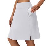 HCYXMFC Womens 20" Knee Length Skorts Skirts Athletic Tennis Skirts for Women with Pocket Golf Skirts for Women Sports Casual Skirts for Women Running Skirts for Women. White