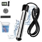 Portable Pool Immersion Water Heater for Inflatable Pool Bathtub,Bucket Heater with 304 SS Guard,Electric Submersible Water Heater with LCD Thermometer,1500W Winter Hot Water Electric Heating Rod Kit