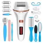 Electric Callus Remover for Feet | Rechargeable Foot File, Electric Foot Scrubber | 18 Piece Pedicure kit for Cracked Heels & Dead Skin with 3 Roller Heads By Quantum Lux (Rose Gold)
