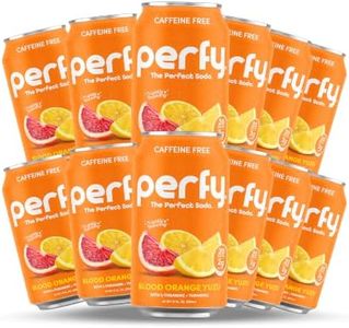 PERFY Healthy Soda for Brain & Mood – Nootropics w/L-Theanine & Turmeric + Real Fruit Juice – Caffeine-Free, Low Cal, Low Sugar, Keto, Gluten-Free (12-pack, Blood Orange Yuzu)