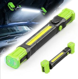 Rechargeable LED Work Light, 3000LM Magnetic Light with Hooks, 6000 mAh Portable Under Hood Lights for Garage, Vehicle Inspection, 4 Modes Mechanic Light for Car Repair, Emergency (Neon Green)